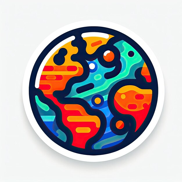 abstrakcyjna naklejka globusu ziemskiego w stylu kreskówki izolowana na białym tle