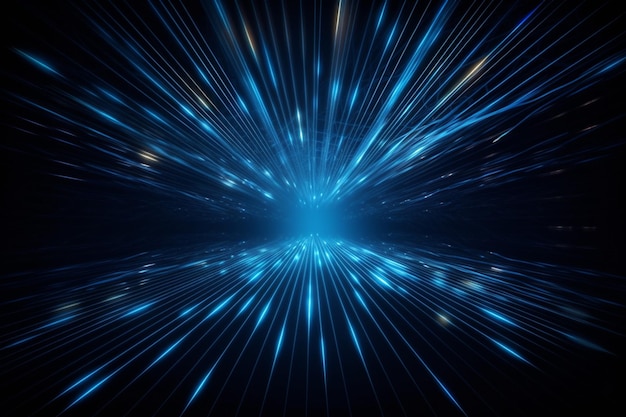 Abstrakcyjna niebieska linia kolorowy neon Nowoczesny efekt prędkości w ciemnym tle Efekt świetlny ruchu Dane sieci wirtualnej technologii Generacyjna sztuczna inteligencja