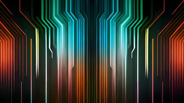 Abstrakcyjna pionowa linia tła z kolorowym widmem Jasne promienie neonowe i świecące linie