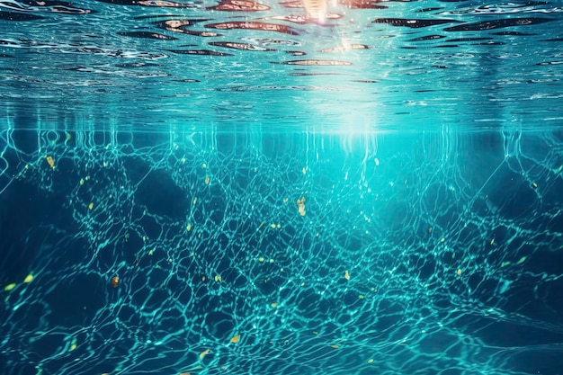 Abstrakcyjna powierzchnia wody w basenie i tło z odbiciem światła słonecznego generują ai