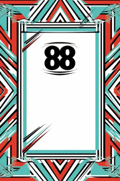 Zdjęcie abstrakcyjna ramka z liczbą 88 w czerwonym, niebieskim i turkusowym
