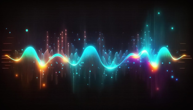 Abstrakcyjna reprezentacja fal dźwiękowych i częstotliwości muzycznych Generative AI