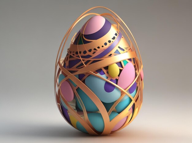 Abstrakcyjna rzeźba z jajkiem wielkanocnym 3D Rendering Delight