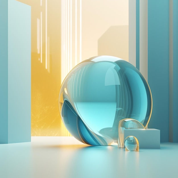 Abstrakcyjna scena renderowania 3D z warstwami przezroczystości szkła