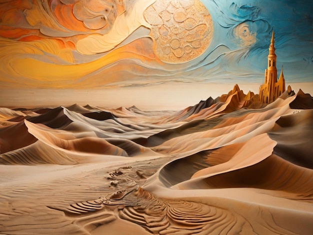 Abstrakcyjna sztuka piaskowa z motywami islamskimi
