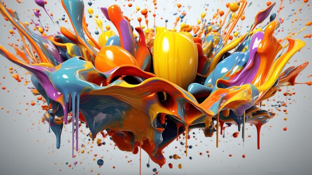 Abstrakcyjna sztuka z kolorowymi plamami 3d