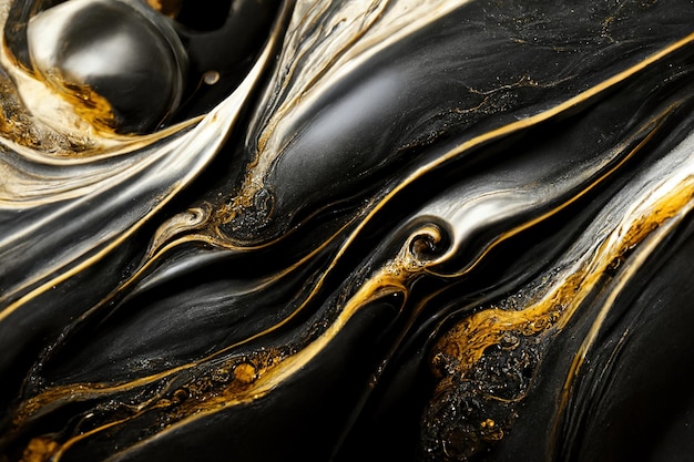 Abstrakcyjna tapeta z czarnego i złotego marmuru