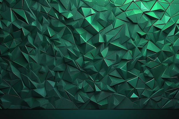 Abstrakcyjna tekstura ciemnozielony tło baner panorama długi z 3d geometryczne trójkątne kształty gradientu dla strony internetowej biznes druk projektowania szablon metaliczny metal papier wzór ilustracja ściana