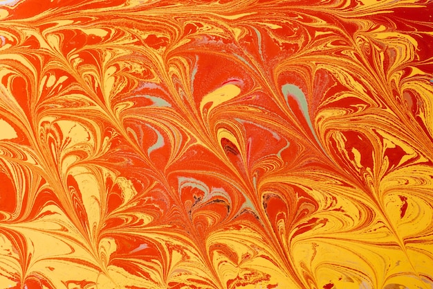 Abstrakcyjna tekstura marmurowa z wzorem kwiatowym Tradycyjna sztuka marmurowania Ebru