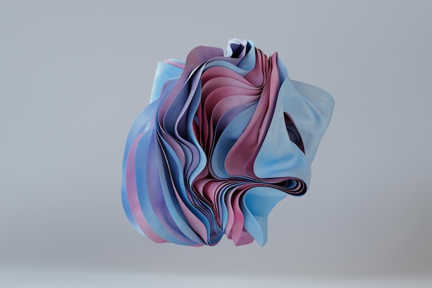 Abstrakcyjna tkanina lub papier falisty kształt w pastelowych kolorach 3d Rendering