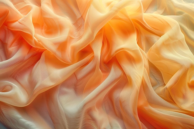 Zdjęcie abstrakcyjna tkanina tekstylna z fałdami pomarańczowa tkanina lniana tapeta tło