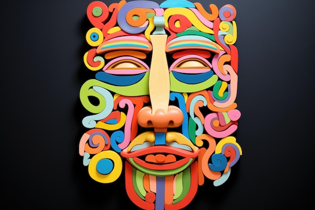 Abstrakcyjna twarz uformowana z różnych kolorów plasteliny
