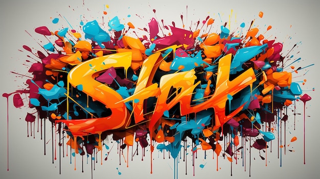 Abstrakcyjna ulica graffiti literowanie elementów z czcionkami grunge Miejskie dzikie farby w sprayu sztuka Cool