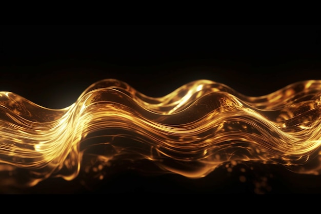 Abstrakcyjna złota fala na czarnym tle renderowania 3D ilustracja 3D