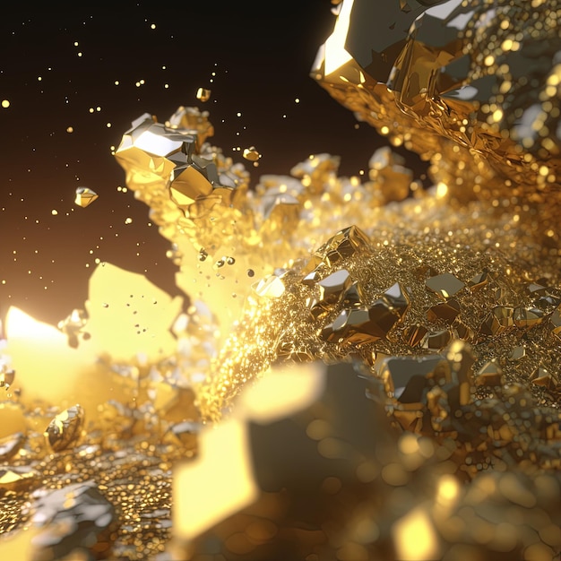 Abstrakcyjna złota niewyraźne tło dla projektu tapety Bryłki złota i pyłu złota Ilustracja 3D