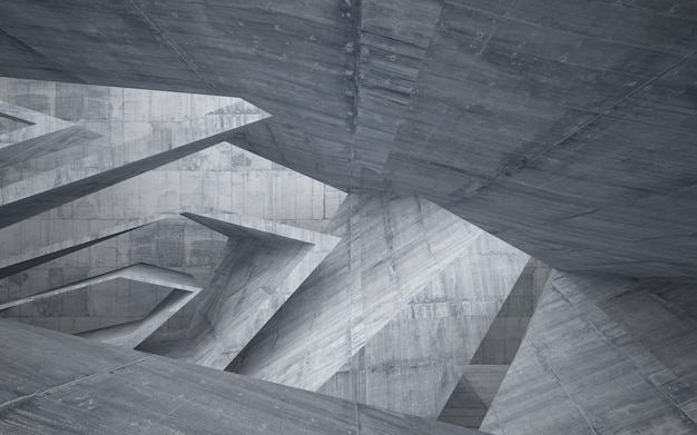 Abstrakcyjne architektoniczne betonowe wnętrze minimalistycznego domu z neonowym oświetleniem 3D ilustracji