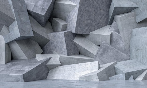 Abstrakcyjne betonowe kształty geometryczne tworzące projekt ściany tła