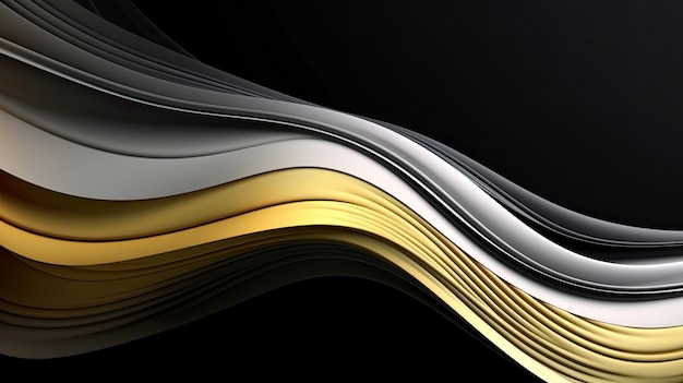 Abstrakcyjne białe i złote płynne faliste kształty futurystyczny baner 3d tapeta tło Generative AI