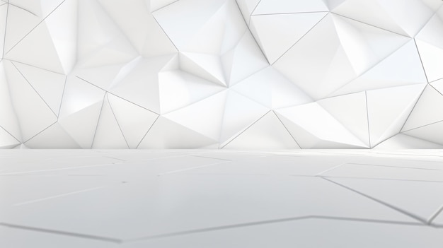 Abstrakcyjne białe wnętrze 3d z wielokątnym wzorem