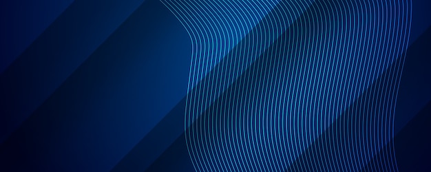Abstrakcyjne ciemno niebieskie tło z efektem dynamicznych pasów linii fal
