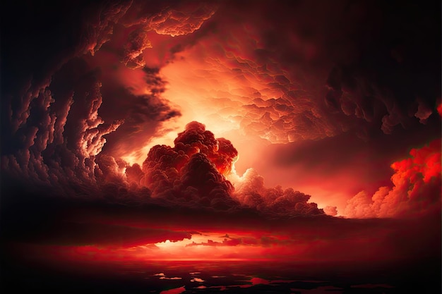 Abstrakcyjne ciemnoczerwone tło Dramatyczne czerwone niebo Czerwony zachód słońca z chmurami