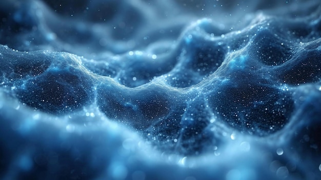 Abstrakcyjne cząstki siatki niebieskie tło technologiczne duże dane nauka komputerowa połączenie wszechświat