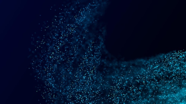 Abstrakcyjne cząstki wirowe tło Dynamiczna niebieska fala poruszająca się w wybuchu Tunel czasoprzestrzenny połyskująca gwiazda pył renderowania 3d
