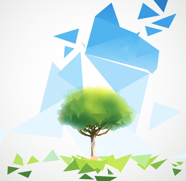 Zdjęcie abstrakcyjne drzewo wielokątne na białym tle eco concept 3d rendering