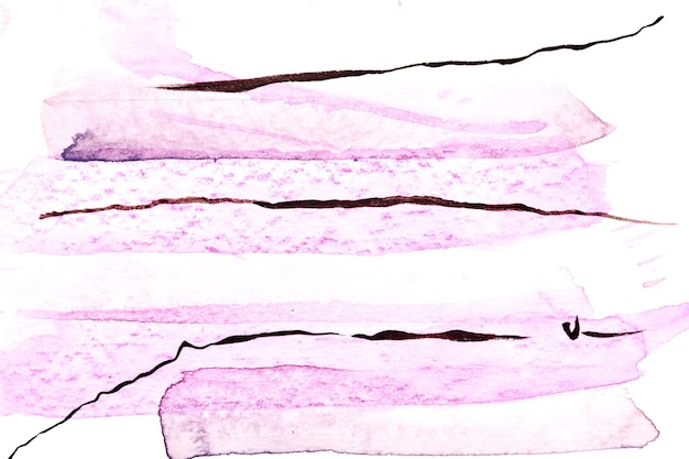 Zdjęcie abstrakcyjne fioletowe tło linie graficzne pociągnięcia pędzlem i plamy farby na jasnym kontrastowym tle papieru