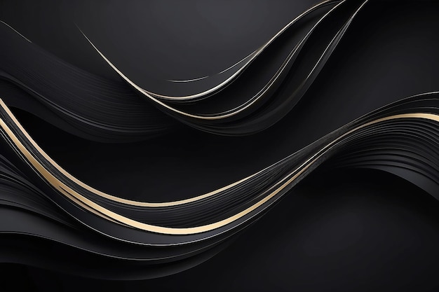 Abstrakcyjne futurystyczne ciemne czarne tło z falowym wzorem realistyczne tapety 3d z luksusowymi płynącymi liniami