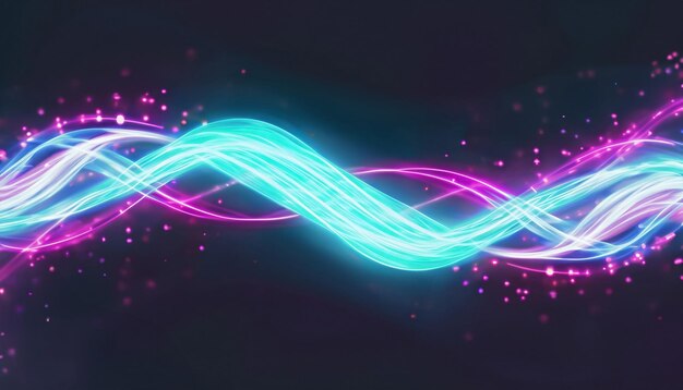 Zdjęcie abstrakcyjne futurystyczne tło z różowo-niebieskimi liniami neonowymi świecącymi w ruchu światła ultrafioletowego
