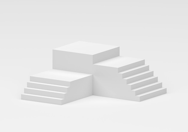 Abstrakcyjne geometryczne białe tło podium lub schody