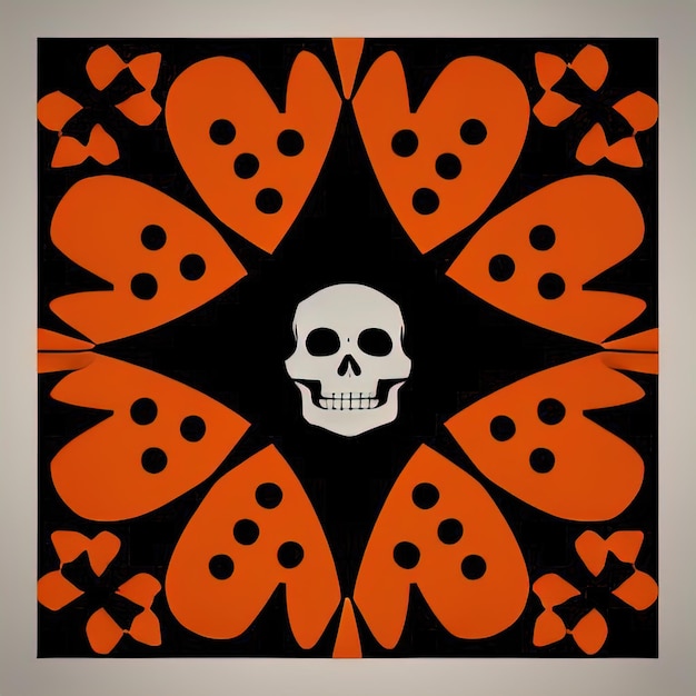 Abstrakcyjne Halloween tło z pomarańczowymi dyniami szkielety czaszki i duchy