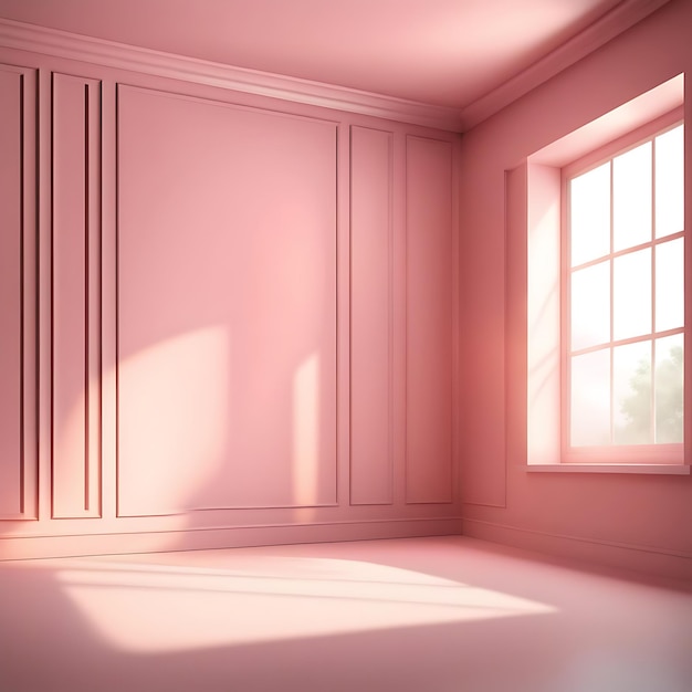 Zdjęcie abstrakcyjne jasno różowe tło studyjne do prezentacji produktu puste pomieszczenie z cieniami okna wyświetlaj produkt z niewyraźnym tłem