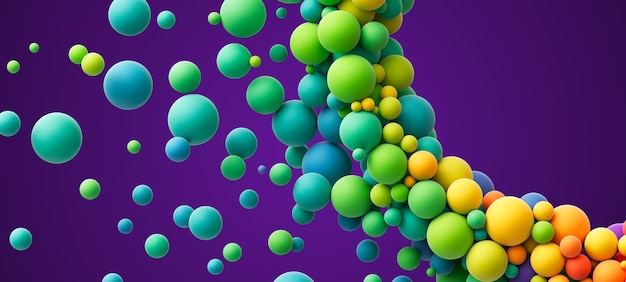 Abstrakcyjne kolorowe losowe latające kule Kolorowe matowe miękkie kulki w różnych rozmiarach