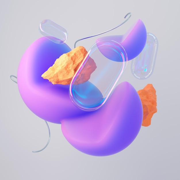 Zdjęcie abstrakcyjne kształty 3d kreatywna kompozycja ilustracja renderingu 3d