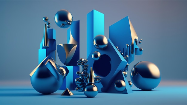 Abstrakcyjne kształty na niebieskim tle