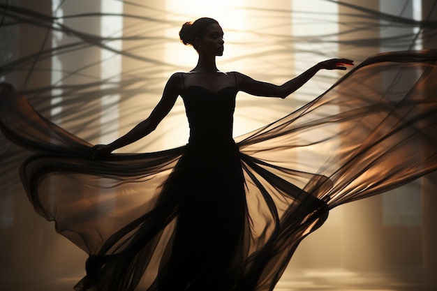 Abstrakcyjne kształty światła i cienia przedstawiające surrealistyczny taniec kontrastu i znaczenia
