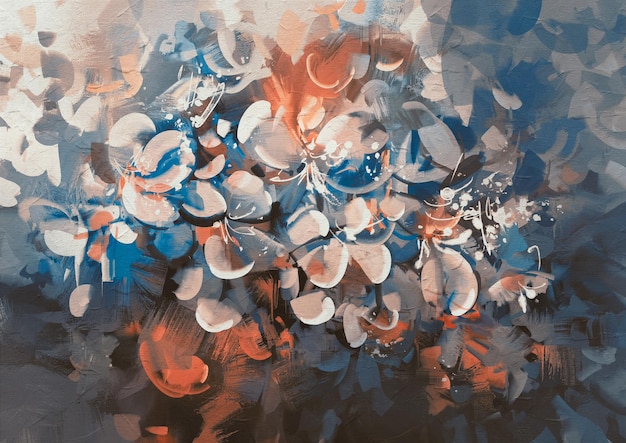 abstrakcyjne kwiaty malowanie kolorem w stylu vintage