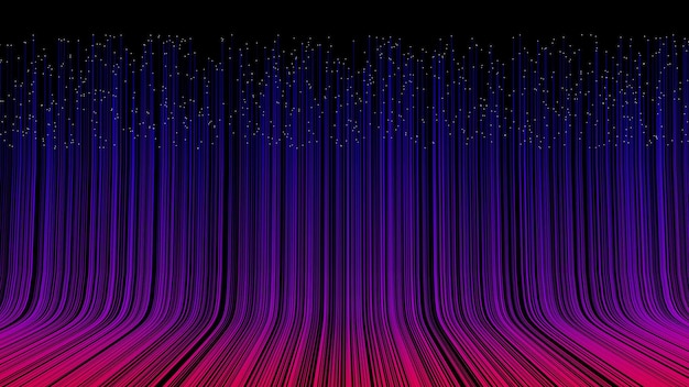 Abstrakcyjne linie futurystyczne tło Cyfrowe linie neonowe energii ruchu na czarnym tle Dane