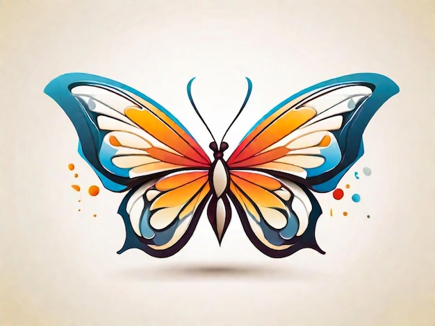 Abstrakcyjne logo motyla geometryczne żywo kolorowy styl kwiatowy izolowany wektorowy szablon logotypu