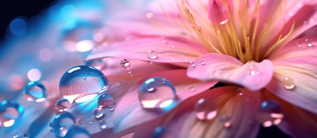 Abstrakcyjne makro zdjęcie Artystyczny kwiat z kropelami wody na tle