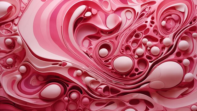 Abstrakcyjne malarstwo biomorficzne w kolorze różowym, grafika 3D w tle, tapeta
