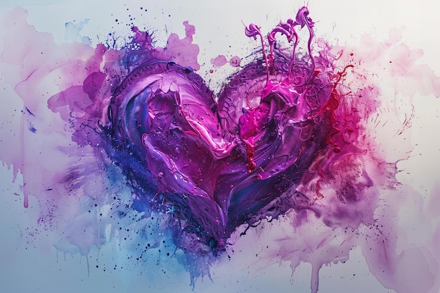 Abstrakcyjne malarstwo serca w różowych i fioletowych odcieniach