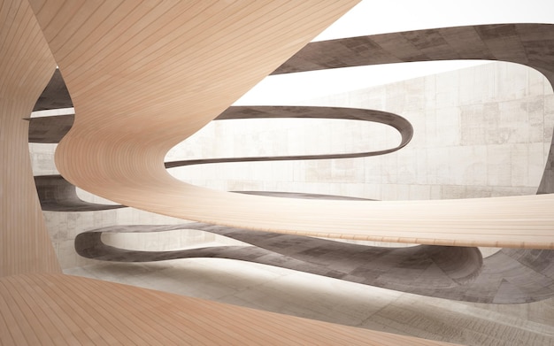 Abstrakcyjne, minimalistyczne, nowoczesne wnętrze z betonu i drewna