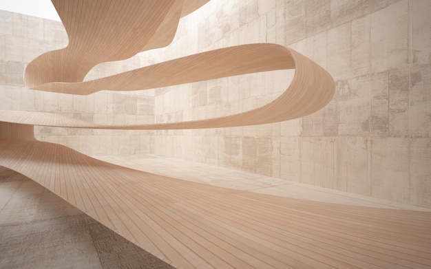 Abstrakcyjne, minimalistyczne, nowoczesne wnętrze z betonu i drewna