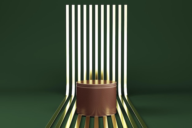 Abstrakcyjne minimalne tło Cylindryczne podium ze złotym geometrycznym kształtem do wyświetlania produktu