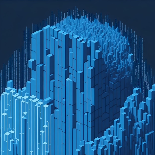 Abstrakcyjne niebieskie drapacze chmur tło 3d renderowanie ilustracji cyfrowej