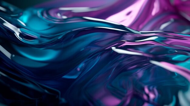 Abstrakcyjne niebieskie i fioletowe tło szklane przepływający ruch odbijające cechy gładkie tekstury