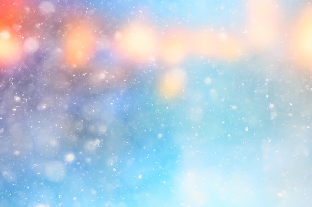 Zdjęcie abstrakcyjne niebieskie tło płatki śniegu, nowy rok, projekt blasku